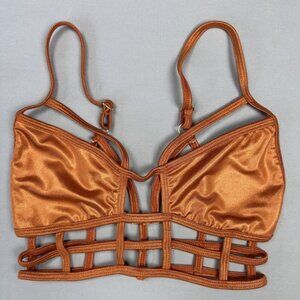 OneTeaspoon Bralette Women XXS Copper Cage Crop Top Adjustable Strappy Festival